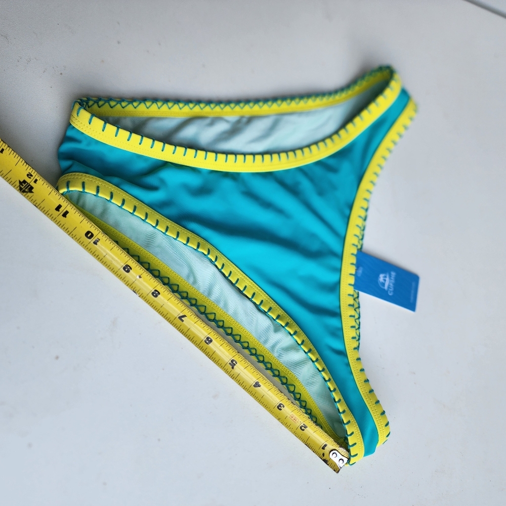 NWT Cupshe Women's Take Me To Tulum Colorblock Cheeky Bikini Bottoms Green XS - Picture 5 of 9